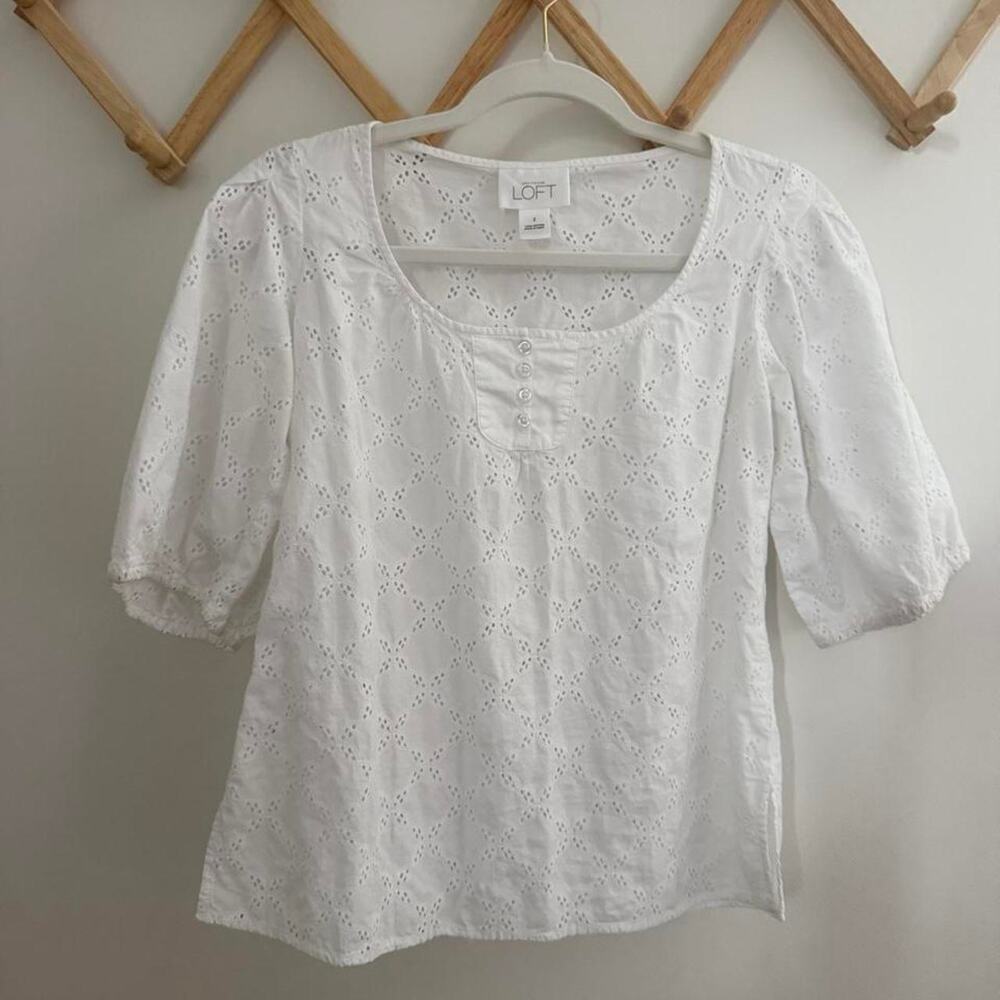 White eyelet blouse by loft